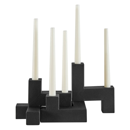Black Metal Stacking Candelabra Taper Candle Holder Set (2) - Decor Addict, LLC