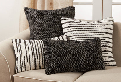 Throw Pillow With Zebra Chindi Design: Black/White / Poly Filled / 14"x23" - Decor Addict, LLC