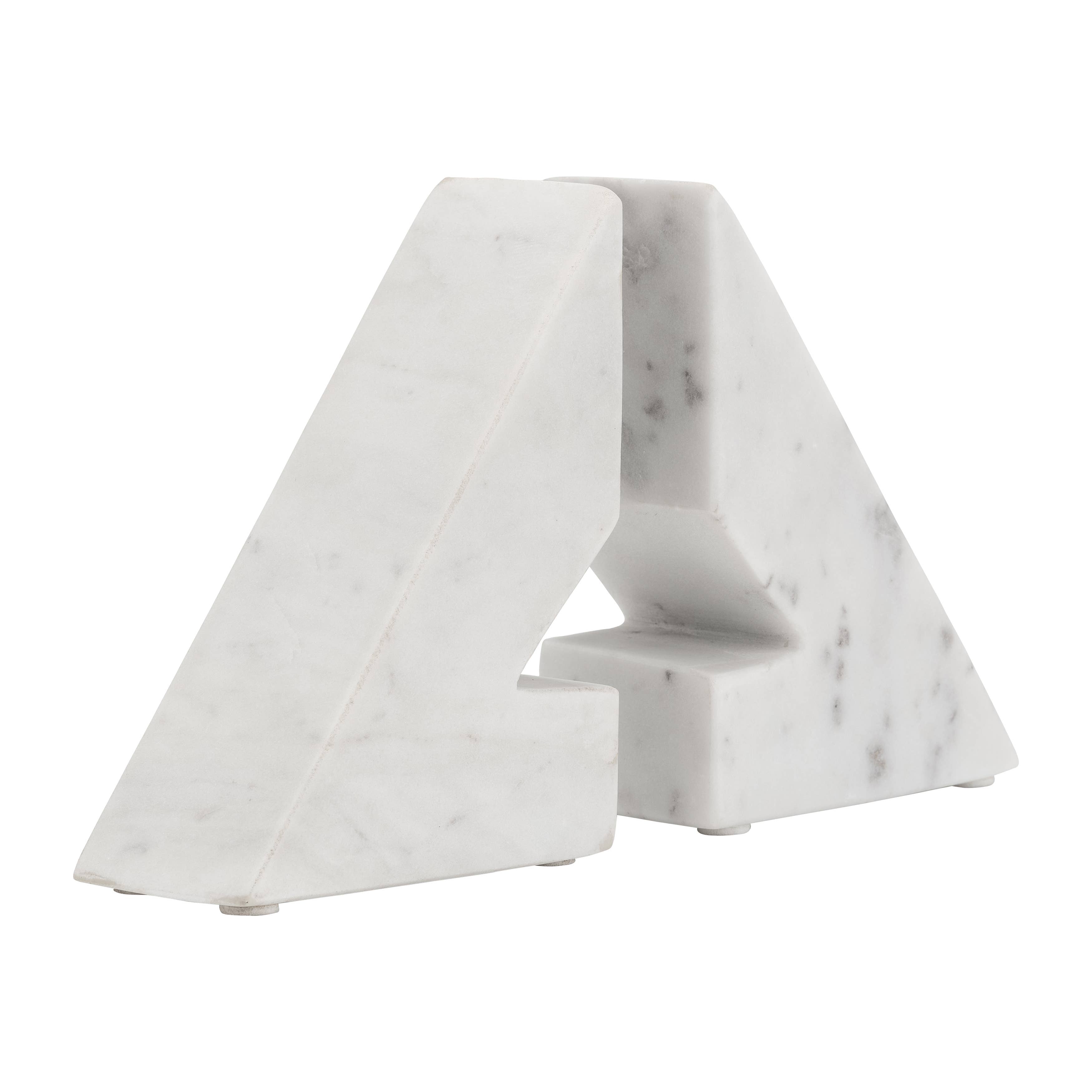 Bookends Set - White Marble Modern Right Triangle, 6 in. - Decor Addict, LLC