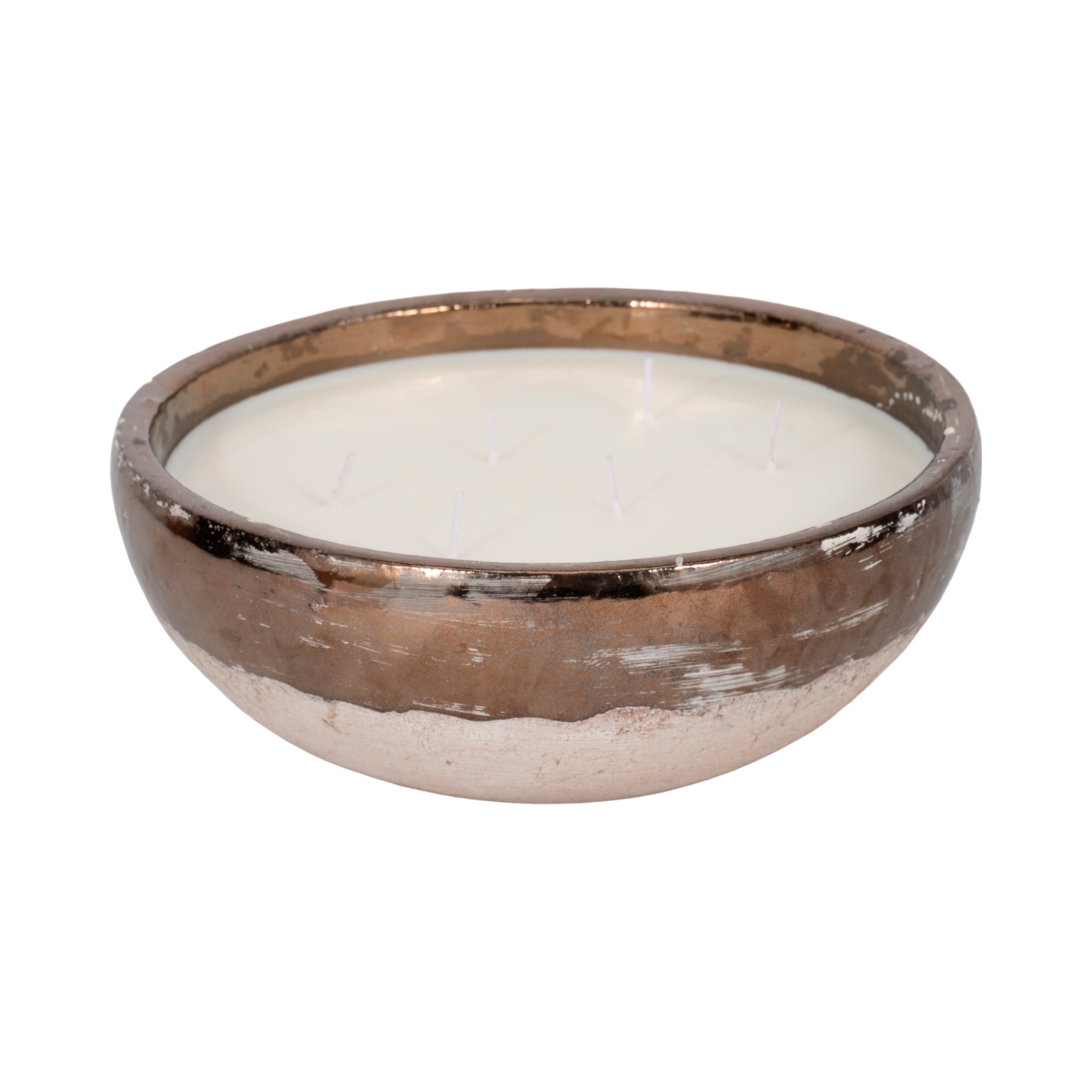 12" 57 Oz Pine Bowl Candle, Grey/gold - Decor Addict, LLC