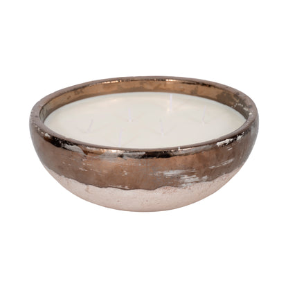 12" 57 Oz Pine Bowl Candle, Grey/gold - Decor Addict, LLC