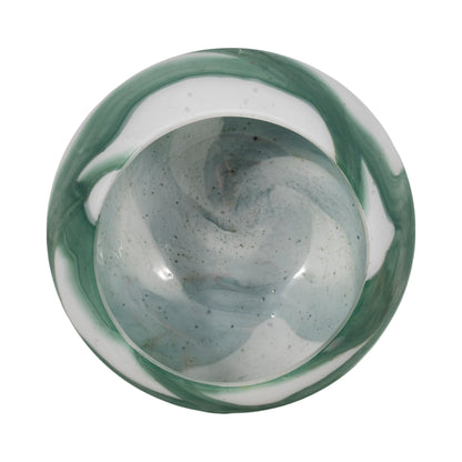 11" Ebb & Flow Bowl, Green/clear - Decor Addict, LLC