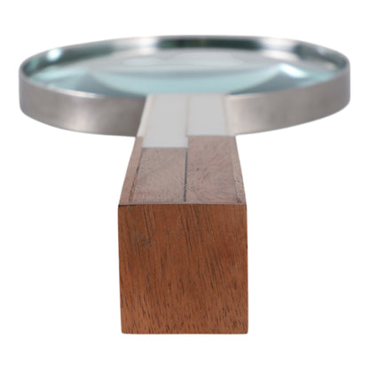 10x4" 2-toned Handle Magnifying Glass, White/brown - Decor Addict, LLC
