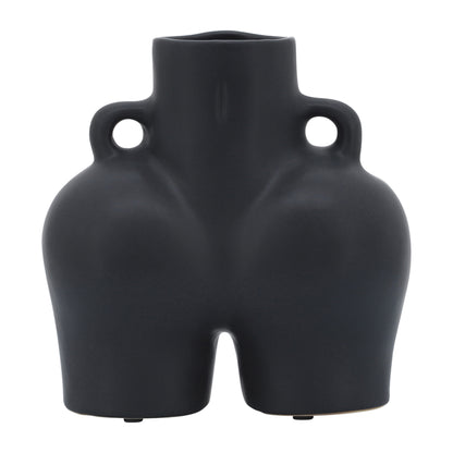 Cer, 7" Half Body Vase, Black - Decor Addict, LLC