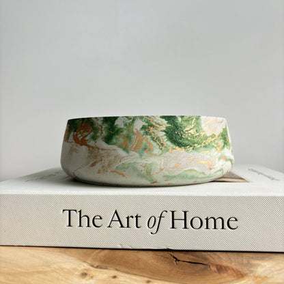 Daza - Decorative Concrete Bowl | Centerpiece Bowl : Green Fusion Marble - Decor Addict, LLC