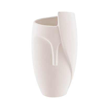 Hans Ansit Cream Face Matte Ceramic Sculpture Planter Vase - Decor Addict, LLC