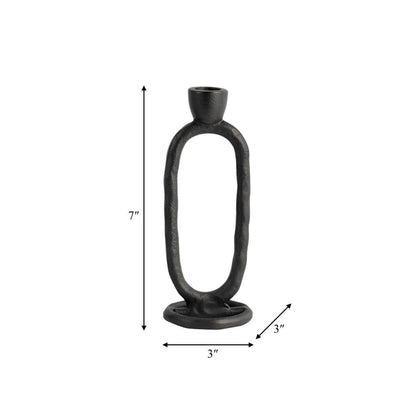 Metal Oval Ring Taper Candle Holder - Black, 8 in. - Decor Addict, LLC