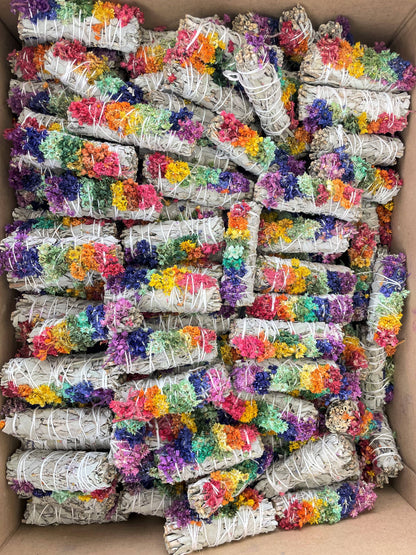 4" Rainbow Sage Smudge Sticks - Decor Addict, LLC