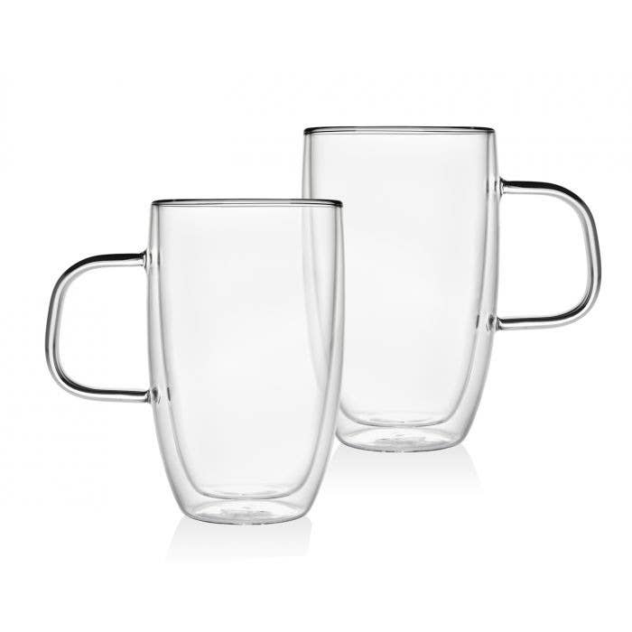 2xwall Handled 15oz Mug Pair: Non Leaded Crystal