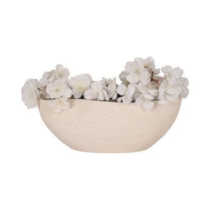 13" Reactive Curvy Oval Bowl, Blue/white - Decor Addict, LLC