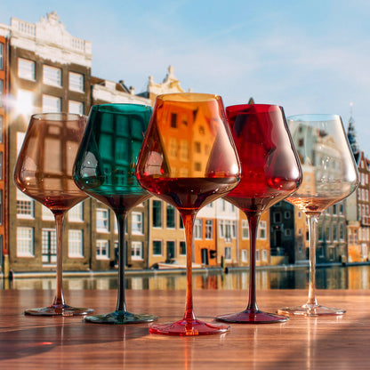 Colors of Amsterdam, City Wine Glassware | 5 Set, 20 OZ - Decor Addict, LLC