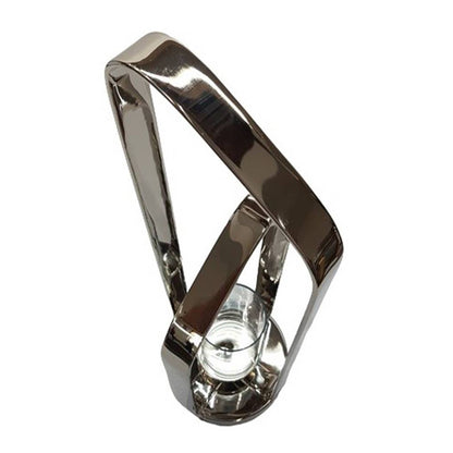 Candle Holder - Silver Metal Stylish Hurricane, 21 in. - Decor Addict, LLC
