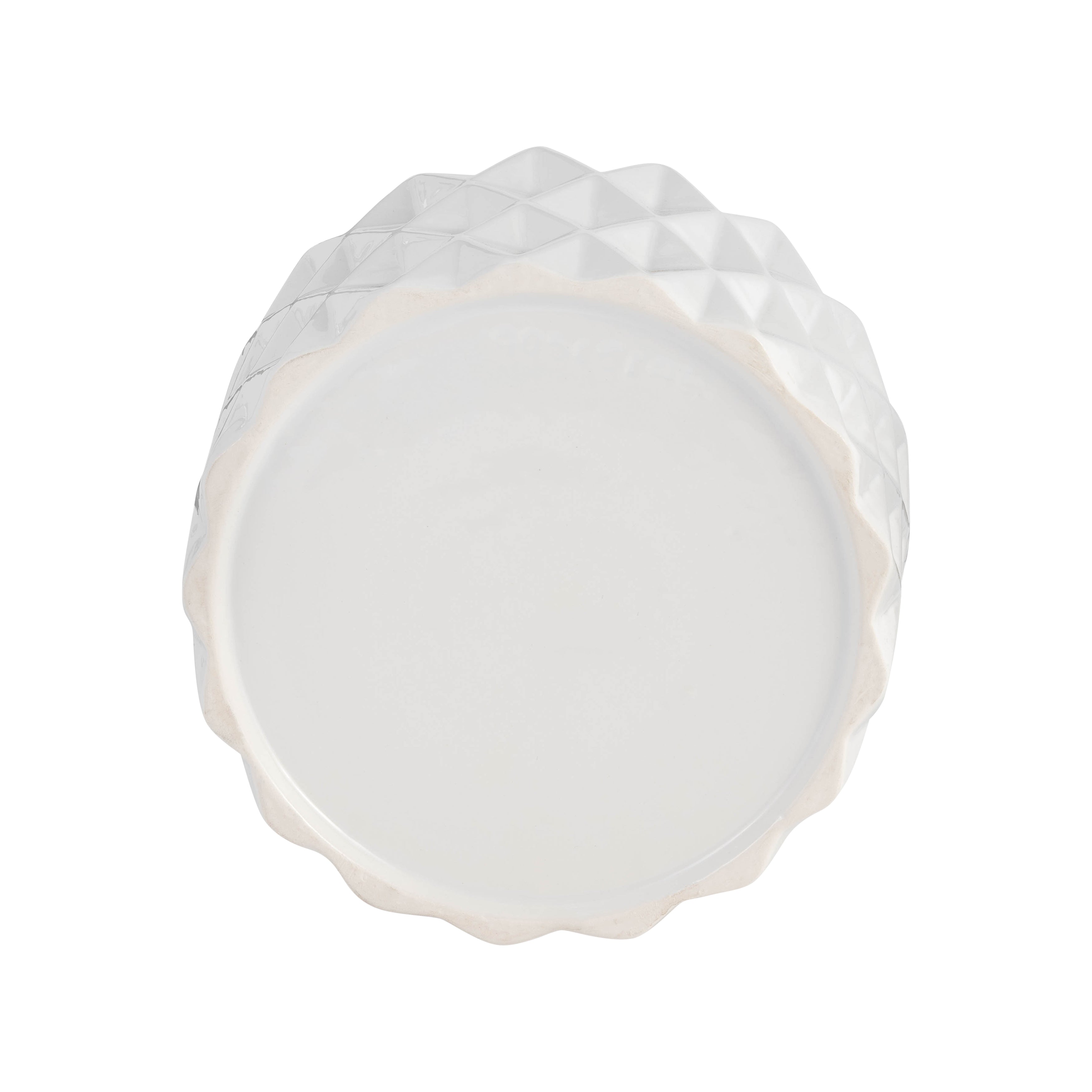 6" Ceramic Diamond Planter W/ Wood Stand, White - Decor Addict, LLC