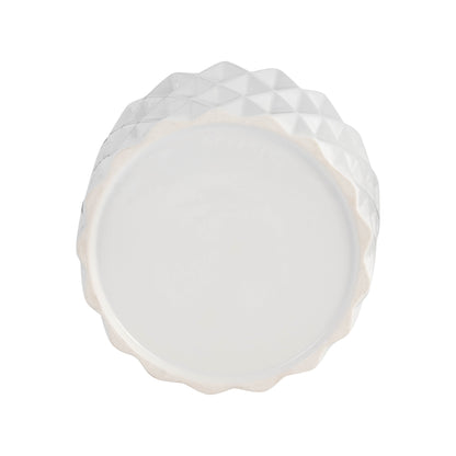 6" Ceramic Diamond Planter W/ Wood Stand, White - Decor Addict, LLC