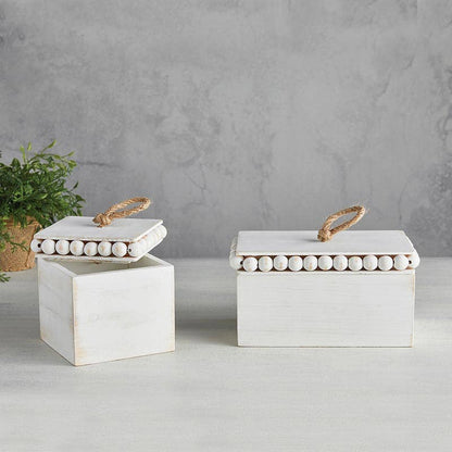 Beaded White Box LG - Decor Addict, LLC