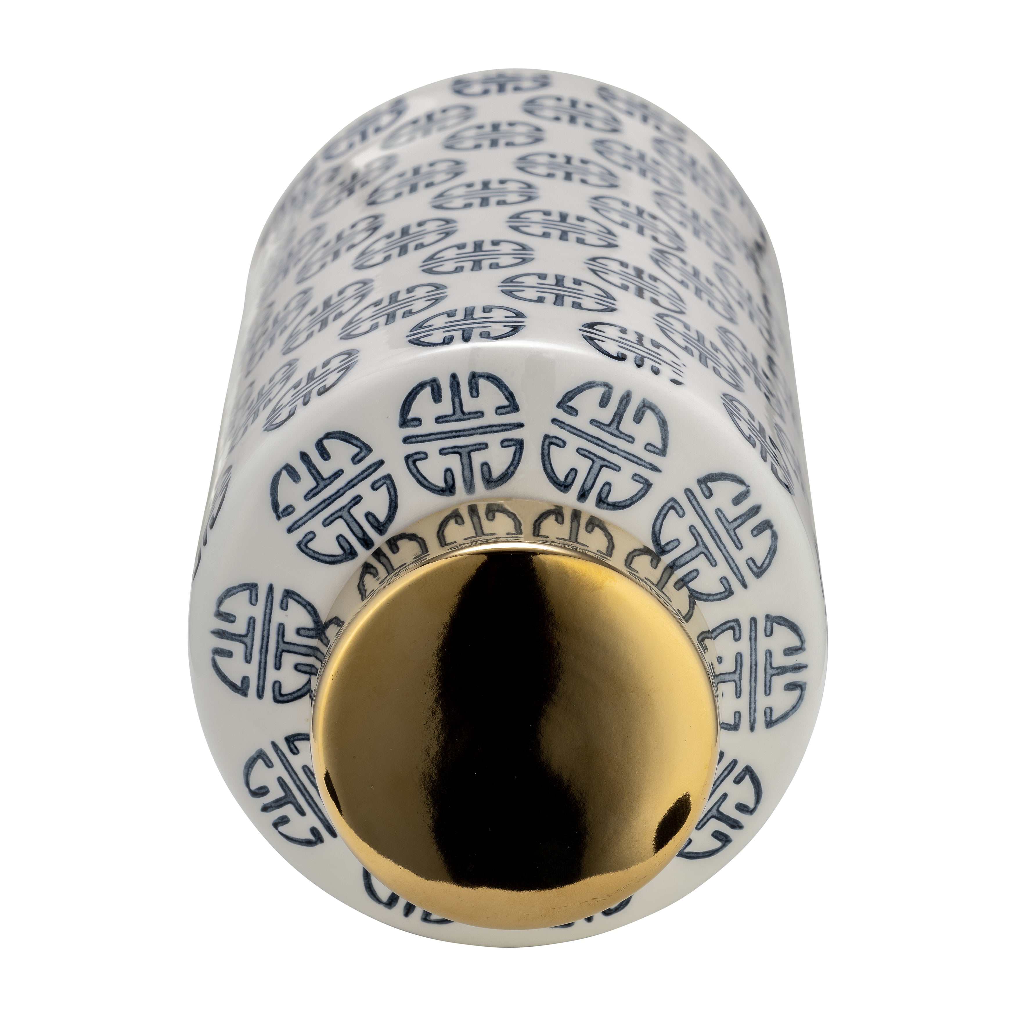 Cer, 13"h Modern Ginger Jar, Navy/white - Decor Addict, LLC