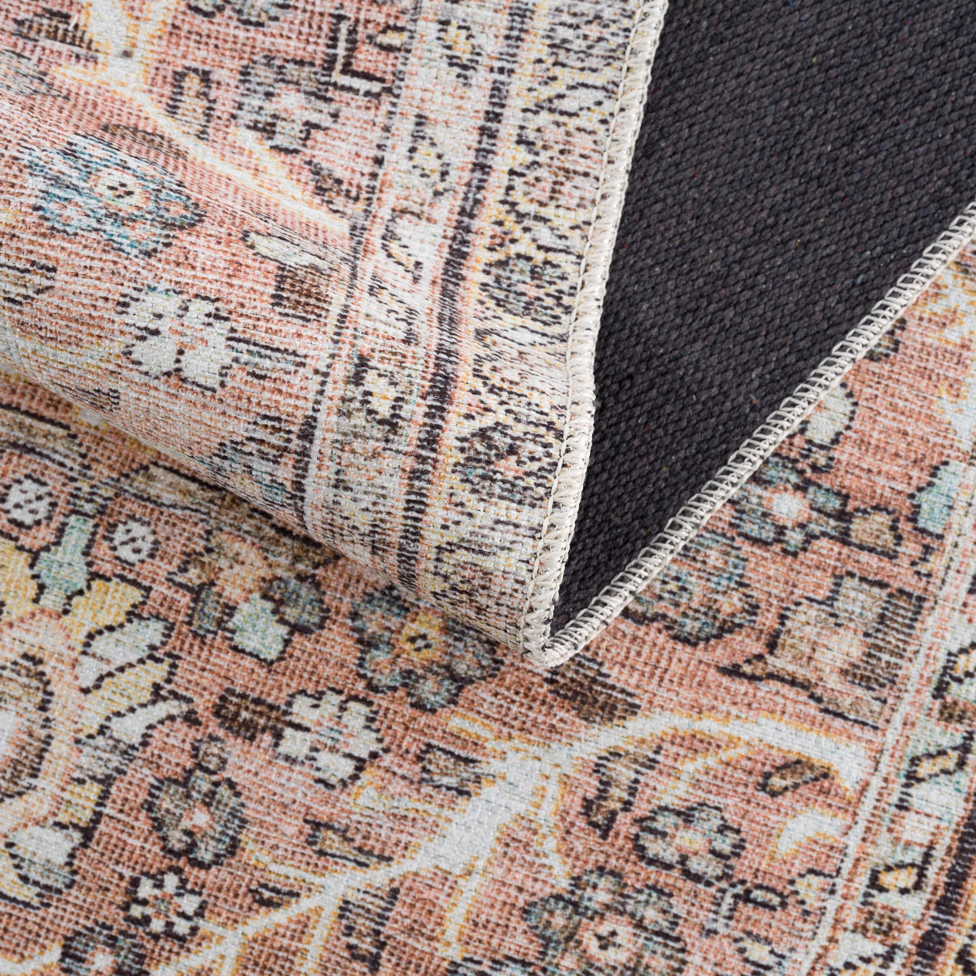 Urpi Rose & Brown Washable Area Rug - Decor Addict, LLC