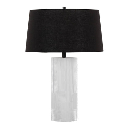 Petra 26" Polyresin Table Lamp - Set of 2: Cream Polyresin, Black Metal, Black Linen - Decor Addict, LLC