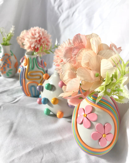 Retro Eclectic Colorful Bud Vase- Boho Mini Vase: Dots - Decor Addict, LLC