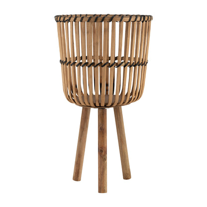 S/3 Bamboo Footed Planters 11/13/15", Natural - Decor Addict, LLC