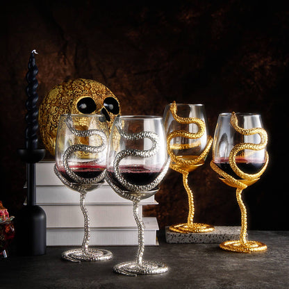 Stemmed Snake Halloween Fall Wine Glass | Set of 2 | 19oz - Decor Addict, LLC
