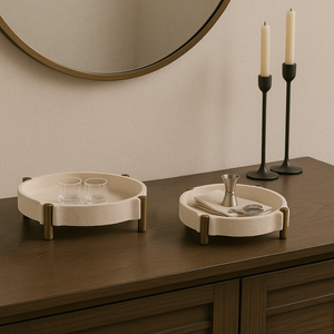 Terrace EcoMix Tray, Beige & Gold (Set of 2)