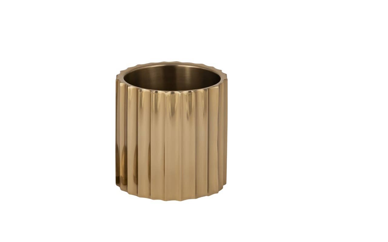 Gold Steel Ice Bucket Medium Double Wall: Gold / STEEL - Decor Addict, LLC
