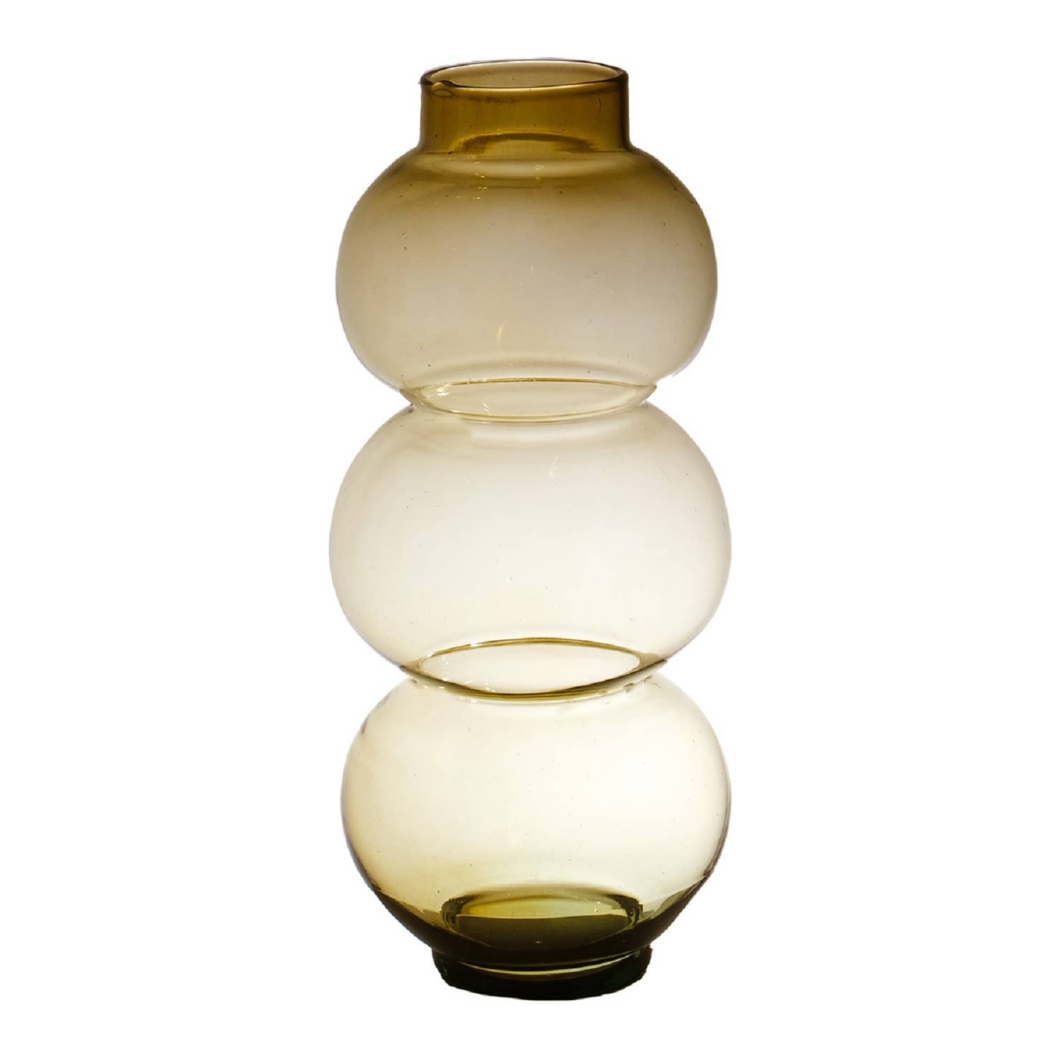 Round Trio Low Neck Mouthblown Glass Vase Amber Dia 6.3": Brown / Glass - Decor Addict, LLC