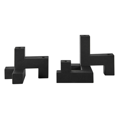Black Metal Stacking Candelabra Taper Candle Holder Set (2) - Decor Addict, LLC