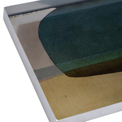 S/2 16/20"l, Metal/glass Tray, Nickel/multi - Decor Addict, LLC