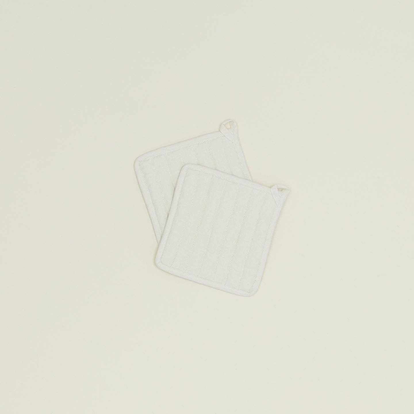 SIMPLE LINEN POT HOLDERS - SET OF 2: IVORY - Decor Addict, LLC