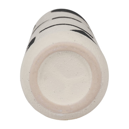 Ivory/Black 15 in. Ceramic Round Abstract Funky Vase - Decor Addict, LLC