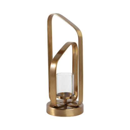 Candle Holder - Gold Metal Stylish Hurricane, 17 in. - Decor Addict, LLC