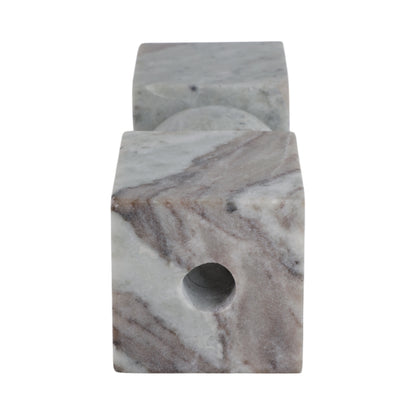 9x3" Chunky Marble Taper Holder, Tan Multi - Decor Addict, LLC