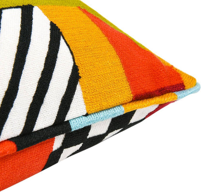 La Broderie 20" Square Embroidered Throw Pillow: Colorpop Multicolored