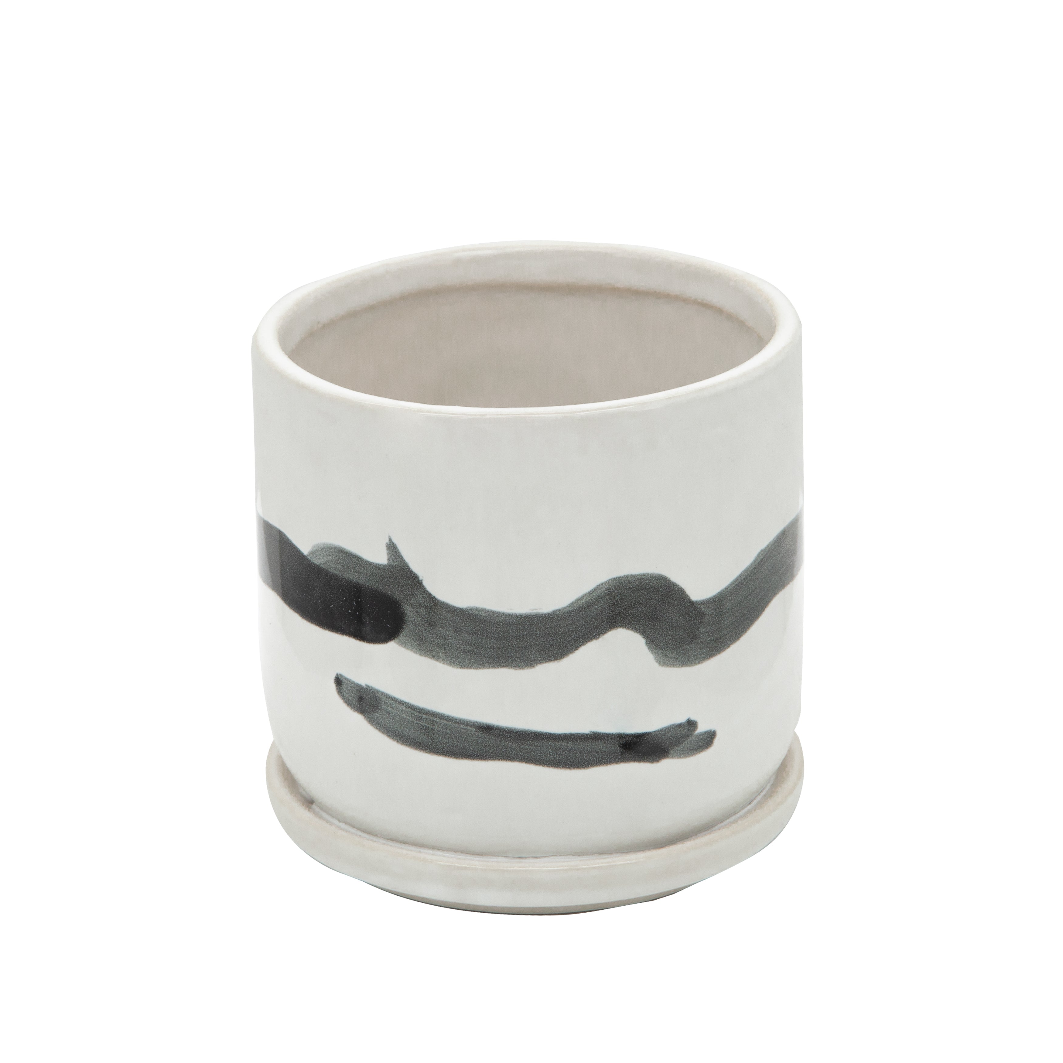 S/2 5/6" Painted Planters W/ Saucer, White - Decor Addict, LLC