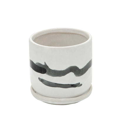 S/2 5/6" Painted Planters W/ Saucer, White - Decor Addict, LLC