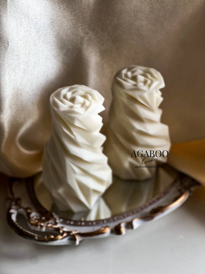 Unique Diamond Shape Candle 5.75x2.5in - Shaped: Peach / Santal & Coconut - Decor Addict, LLC