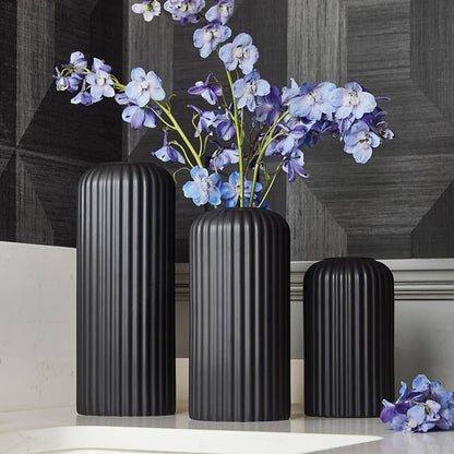 Black Ceramic Vases - Set of 3 - Decor Addict, LLC