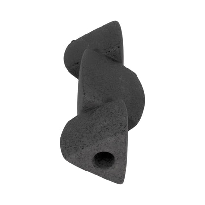 Black 9 in. Ceramic Stacked Objects Sand Glaze Taper Holder - Decor Addict, LLC