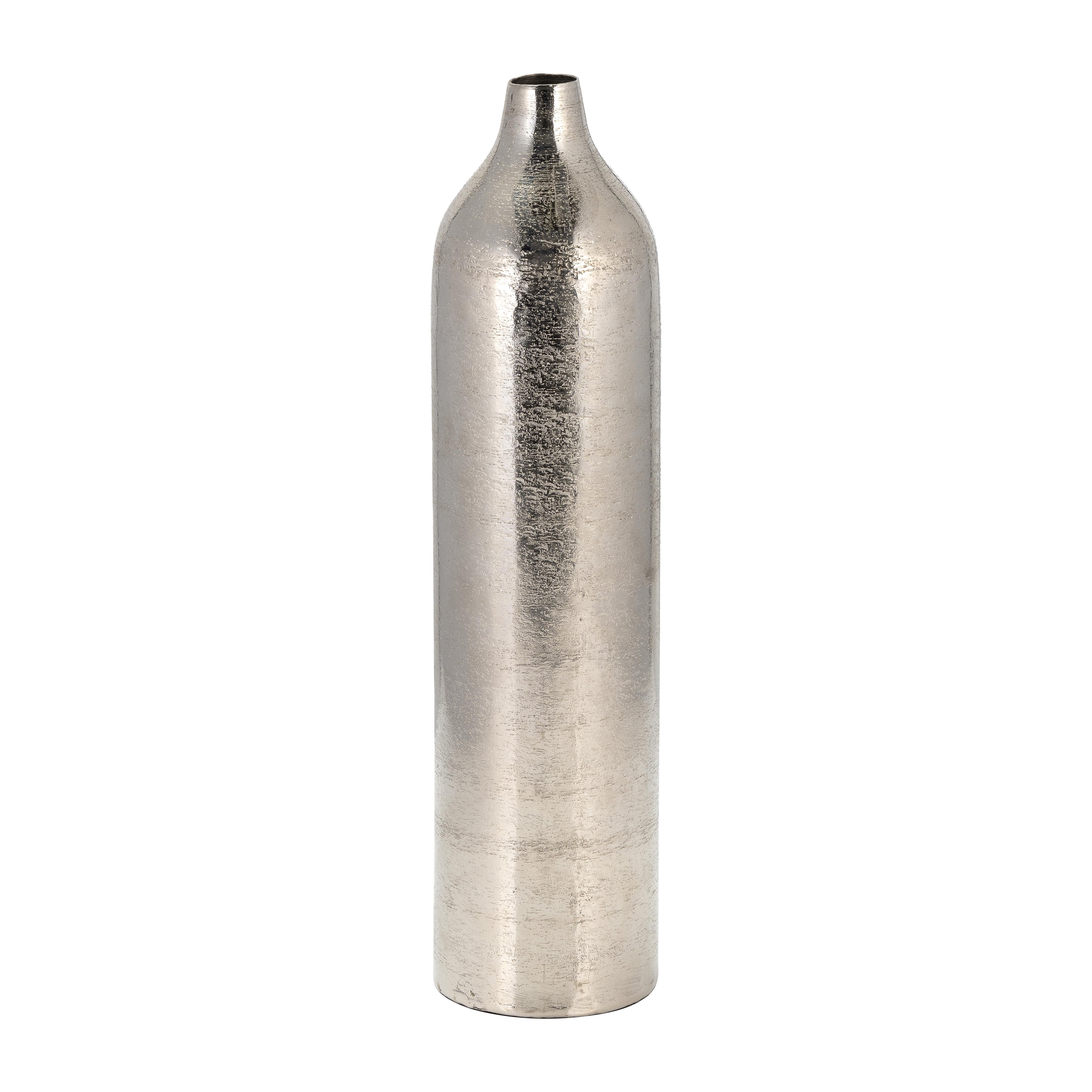 Metal, 19"h Cylinder Vase, Silver - Decor Addict, LLC