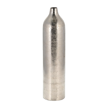 Metal, 19"h Cylinder Vase, Silver - Decor Addict, LLC