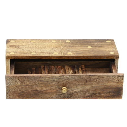 Mango Wood Domino Game Set - Brown, 9 in. - Decor Addict, LLC