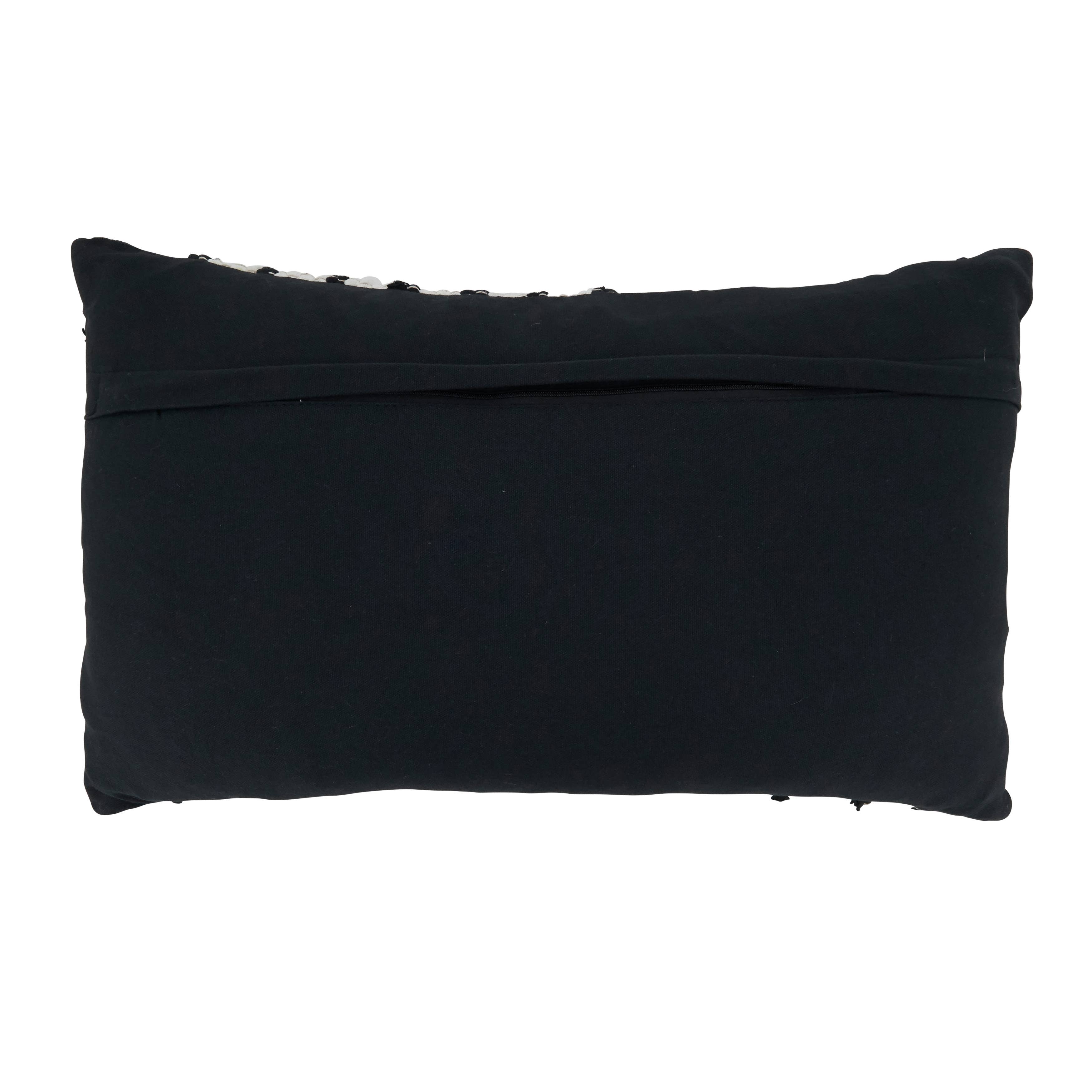 Throw Pillow With Zebra Chindi Design: Black/White / Poly Filled / 14"x23" - Decor Addict, LLC