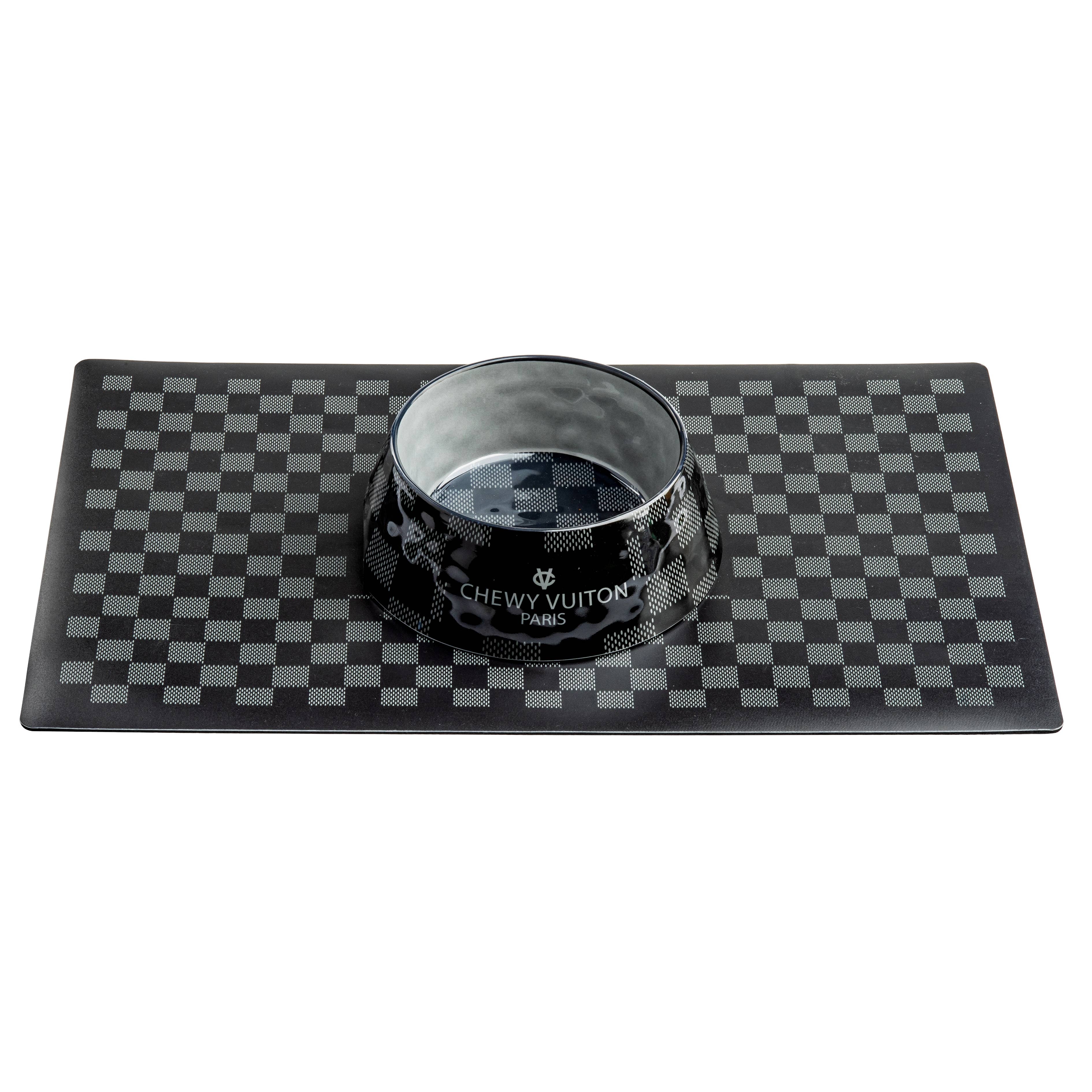 Black Checker Chewy Vuiton Bowl - Decor Addict, LLC