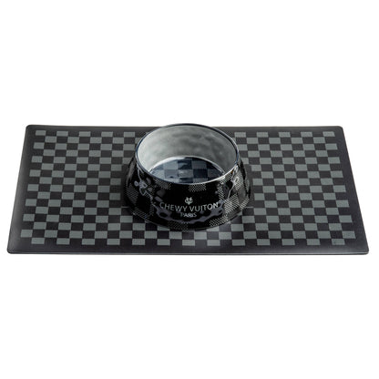 Black Checker Chewy Vuiton Bowl - Decor Addict, LLC