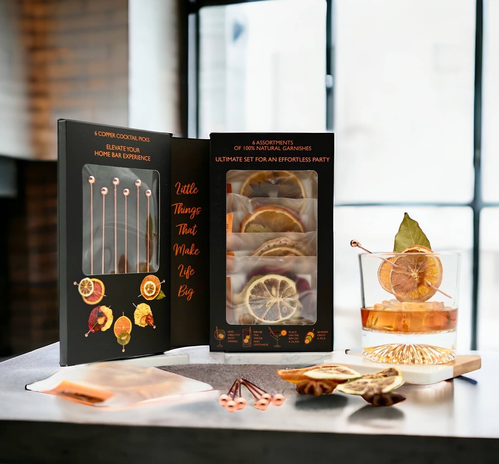 Gourmet Dry Fruit Cocktail Garnish Set with Copper Picks - Decor Addict, LLC