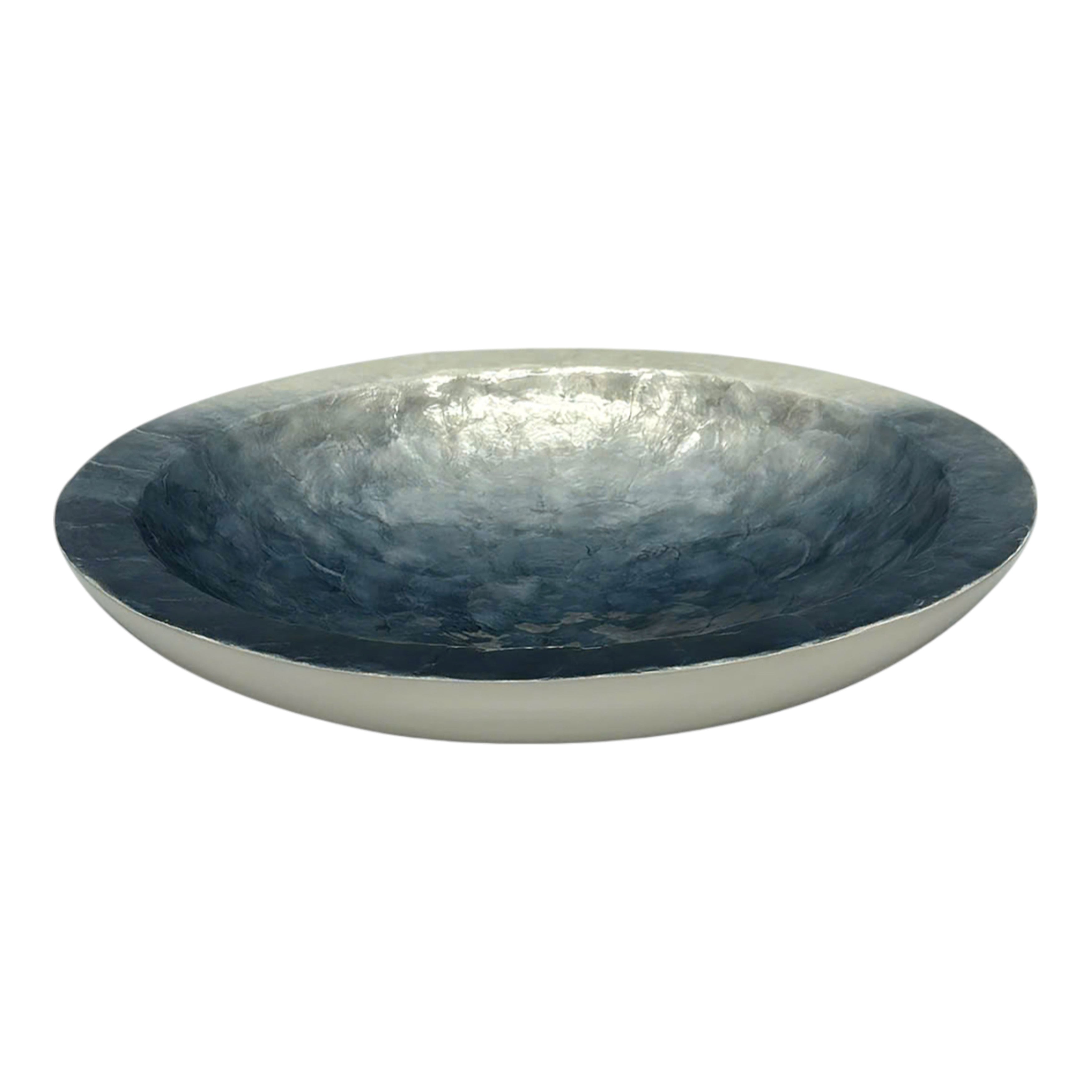 20" Ombre Capiz Bowl, Ivory/ Blue - Decor Addict, LLC