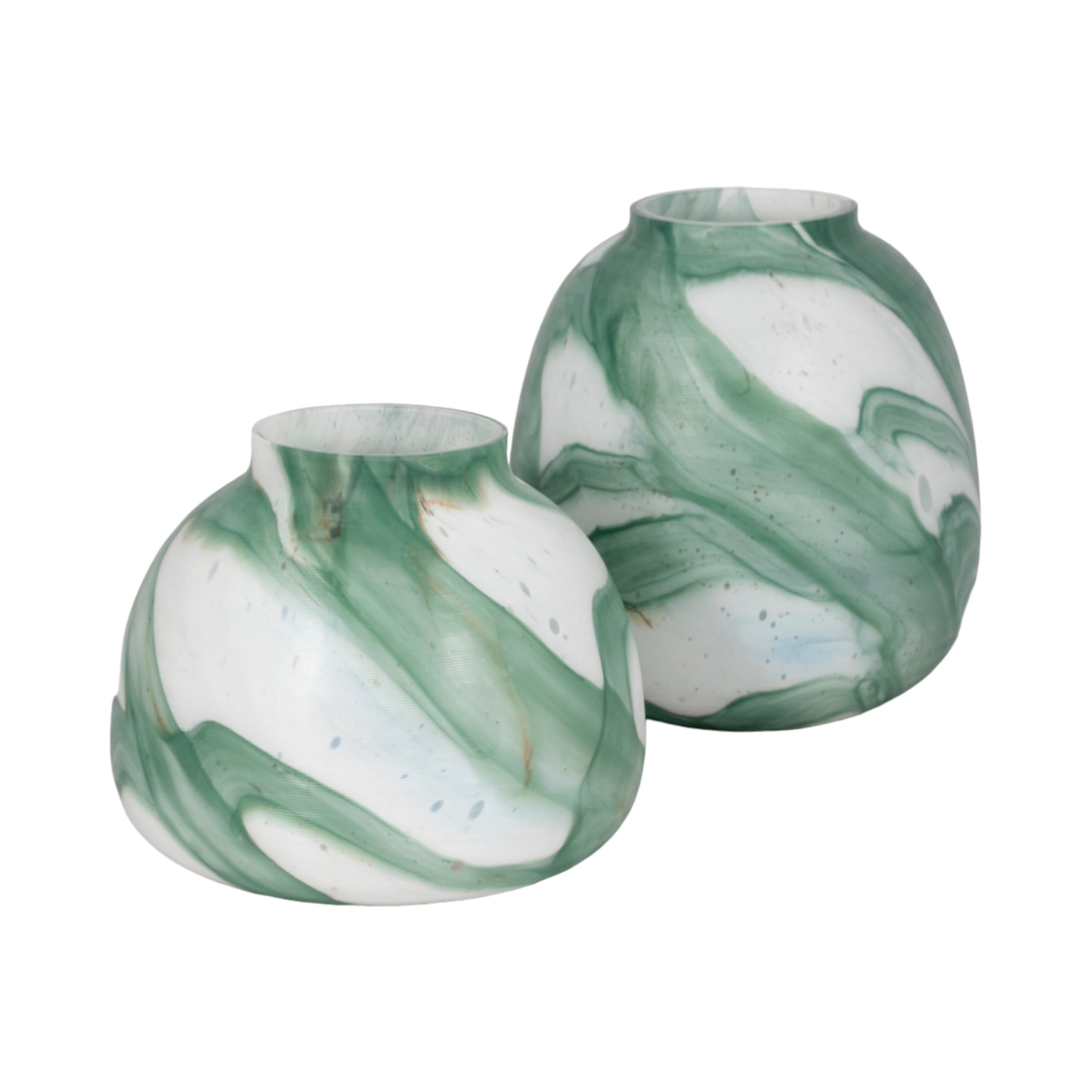 13" Ebb & Flow Vase, Green/clear - Decor Addict, LLC