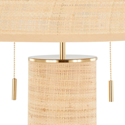 Cylinder Rattan 29" Table Lamp: Black Metal, Natural Rattan - Decor Addict, LLC